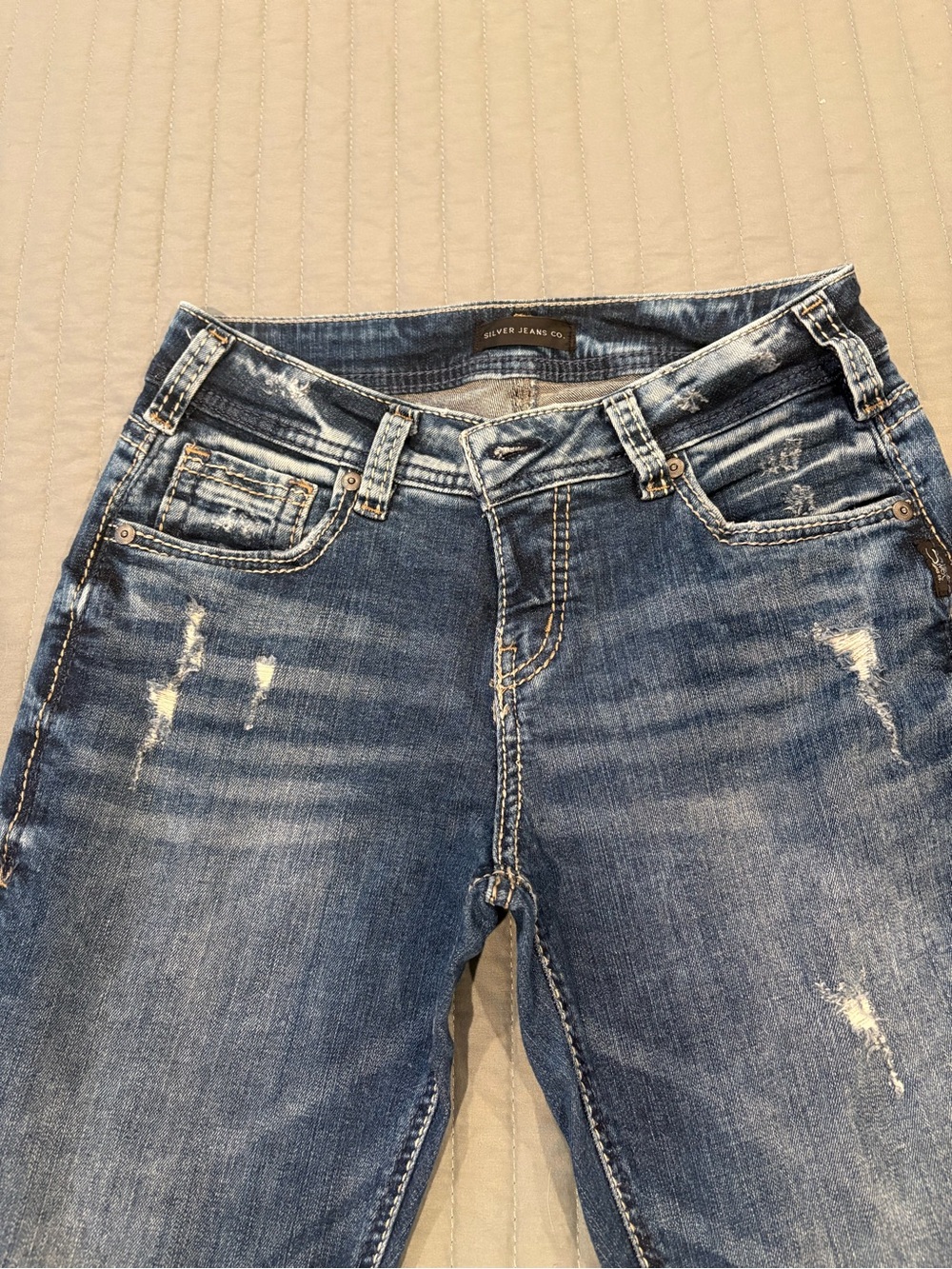 Silver Jeans Women’s Distressed Blue Skinny Jeans